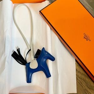 Hermes Rodeo Charm PM Blue/Black/Craie